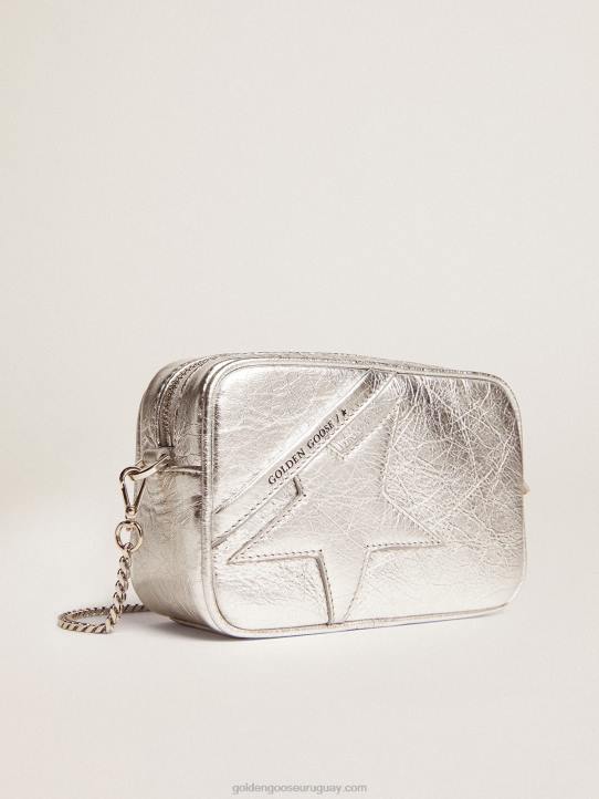 mujer bolso mini estrella de piel laminada plateada con estrella tono sobre tonoGolden Goose 02H6481