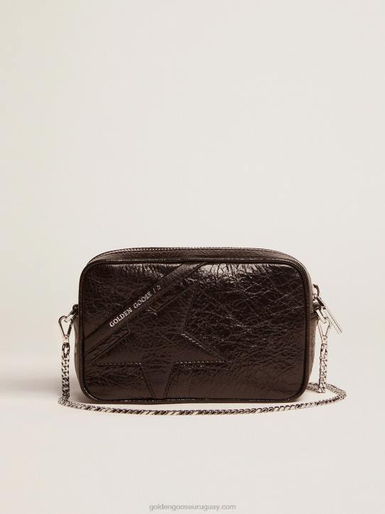 mujer bolso mini estrella de piel negra brillante con estrella tono sobre tonoGolden Goose 02H6482