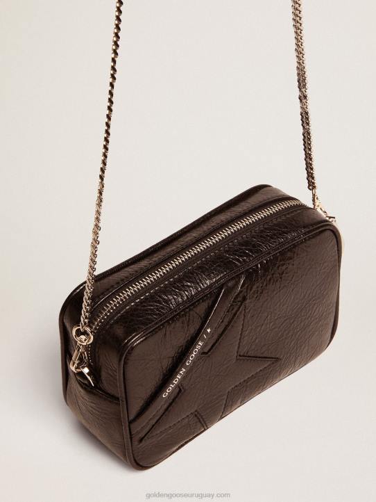 mujer bolso mini estrella de piel negra brillante con estrella tono sobre tonoGolden Goose 02H6482