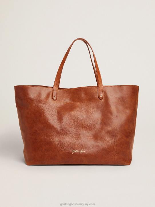 mujer bolso pasadena color canela con logo dorado en el frenteGolden Goose 02H6467