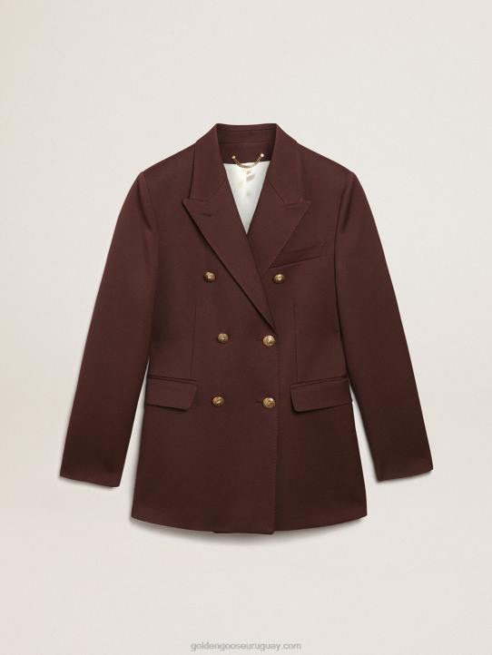 mujer Americana cruzada de la colección Journey en gabardina de lana color achicoria-caféGolden Goose 02H6994