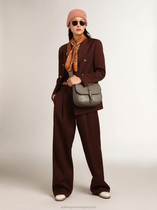 mujer Americana cruzada de la colección Journey en gabardina de lana color achicoria-caféGolden Goose 02H6994
