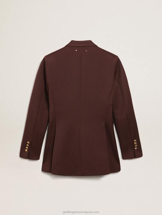 mujer Americana cruzada de la colección Journey en gabardina de lana color achicoria-caféGolden Goose 02H6994