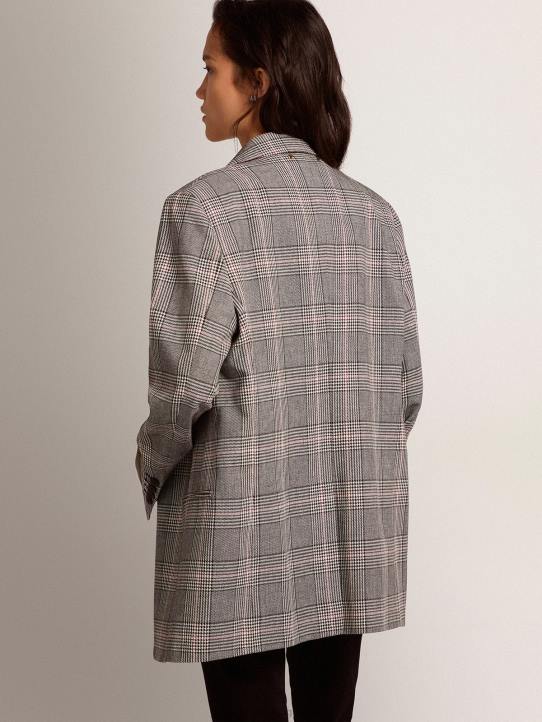 mujer Americana de botonadura sencilla con cuadros príncipe de Gales en gris y blanco de CollectionGolden Goose 02H61036