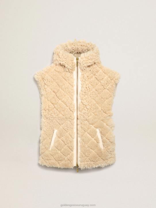 mujer Chaleco reversible de piel de cordero en color crudo de la colección JourneyGolden Goose 02H61005