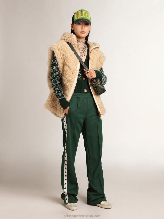mujer Chaleco reversible de piel de cordero en color crudo de la colección JourneyGolden Goose 02H61005
