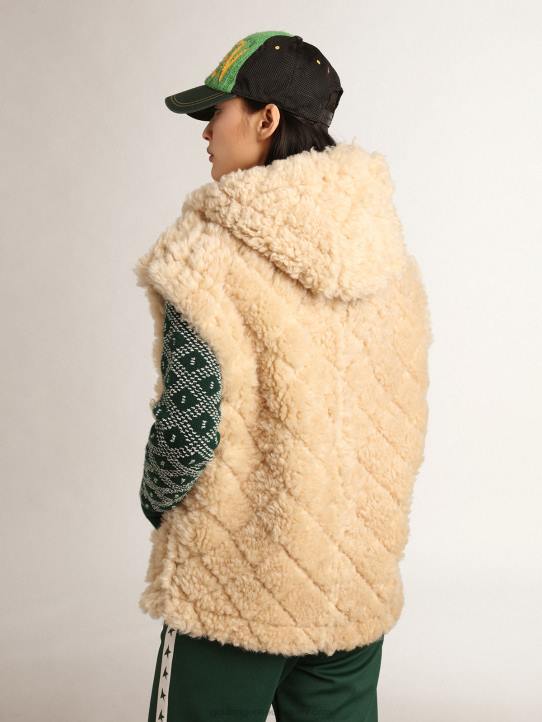 mujer Chaleco reversible de piel de cordero en color crudo de la colección JourneyGolden Goose 02H61005