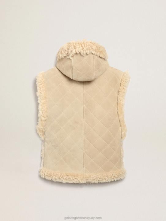 mujer Chaleco reversible de piel de cordero en color crudo de la colección JourneyGolden Goose 02H61005