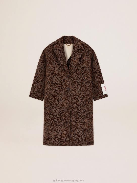 mujer abrigo capullo de botonadura sencilla de lana con estampado animal jacquardGolden Goose 02H6966