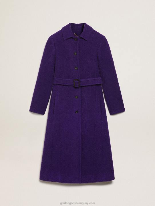 mujer abrigo colección journey en lana violeta añil con forro interior en estampado dibujadoGolden Goose 02H6969