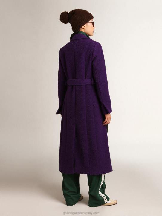 mujer abrigo colección journey en lana violeta añil con forro interior en estampado dibujadoGolden Goose 02H6969