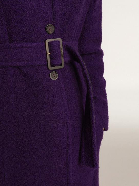 mujer abrigo colección journey en lana violeta añil con forro interior en estampado dibujadoGolden Goose 02H6969