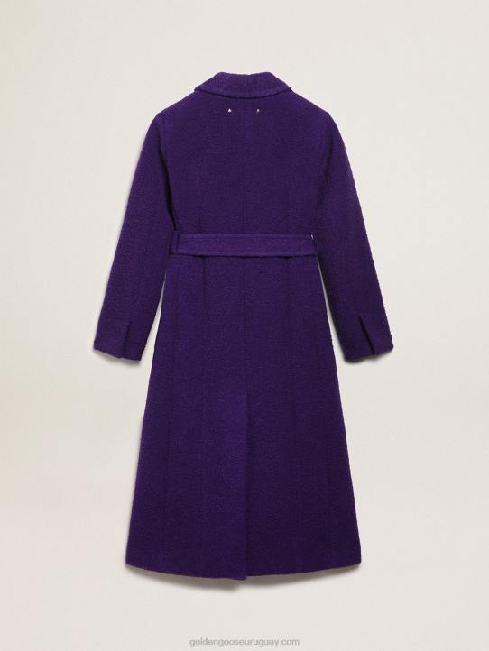 mujer abrigo colección journey en lana violeta añil con forro interior en estampado dibujadoGolden Goose 02H6969
