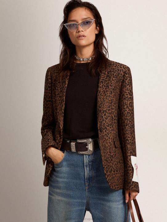 mujer americana de abotonadura sencilla de lana con estampado de animales en jacquardGolden Goose 02H61041