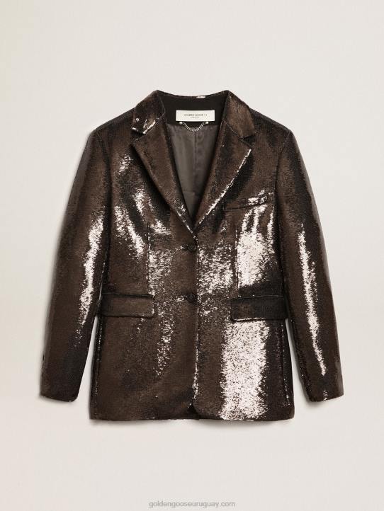 mujer blazer gris de botonadura sencilla con lentejuelas por toda la prendaGolden Goose 02H6958
