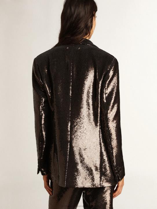 mujer blazer gris de botonadura sencilla con lentejuelas por toda la prendaGolden Goose 02H6958