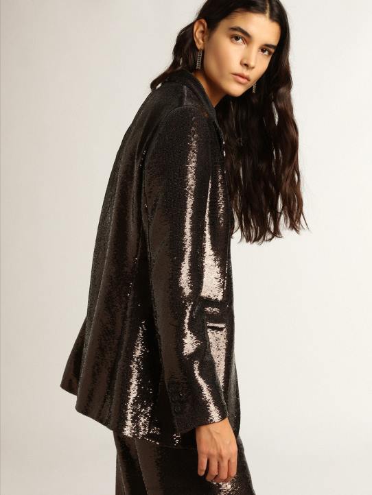 mujer blazer gris de botonadura sencilla con lentejuelas por toda la prendaGolden Goose 02H6958