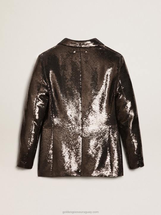 mujer blazer gris de botonadura sencilla con lentejuelas por toda la prendaGolden Goose 02H6958