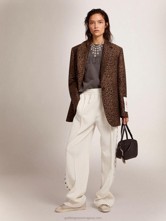 mujer blazer tom boy de botonadura sencilla de lana con estampado de animales en jacquardGolden Goose 02H6940