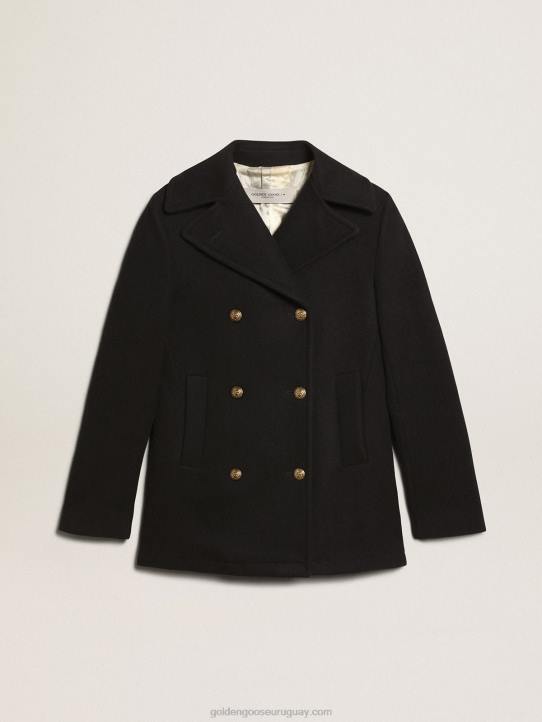 mujer chaquetón azul oscuro con botones heráldicos doradosGolden Goose 02H6919