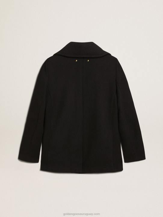 mujer chaquetón azul oscuro con botones heráldicos doradosGolden Goose 02H6919