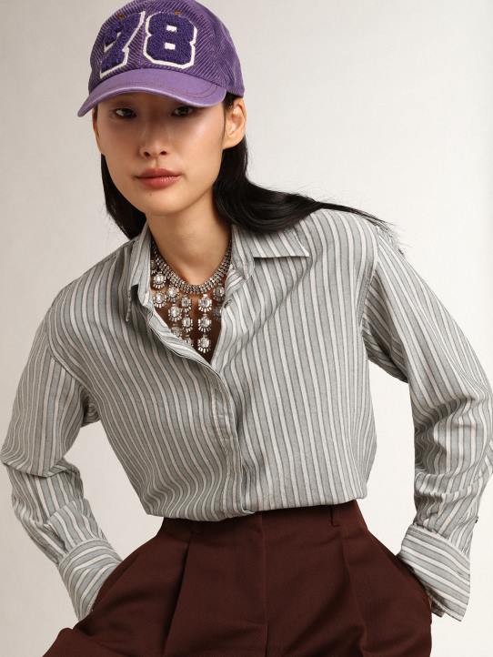 mujer Camisa boyfriend con rayas agua de la colección JourneyGolden Goose 02H6975
