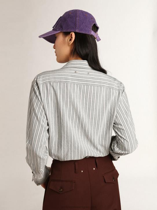 mujer Camisa boyfriend con rayas agua de la colección JourneyGolden Goose 02H6975