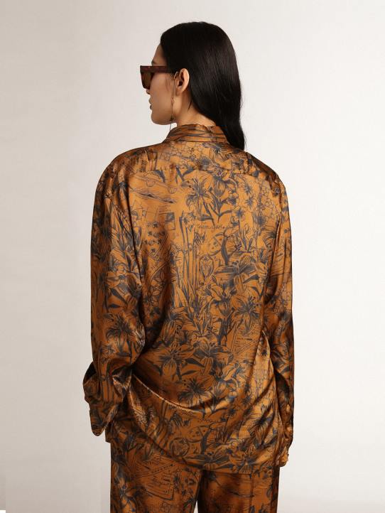 mujer Camisa boyfriend en marrón dorado con estampado de libretas de la colección JourneyGolden Goose 02H61002