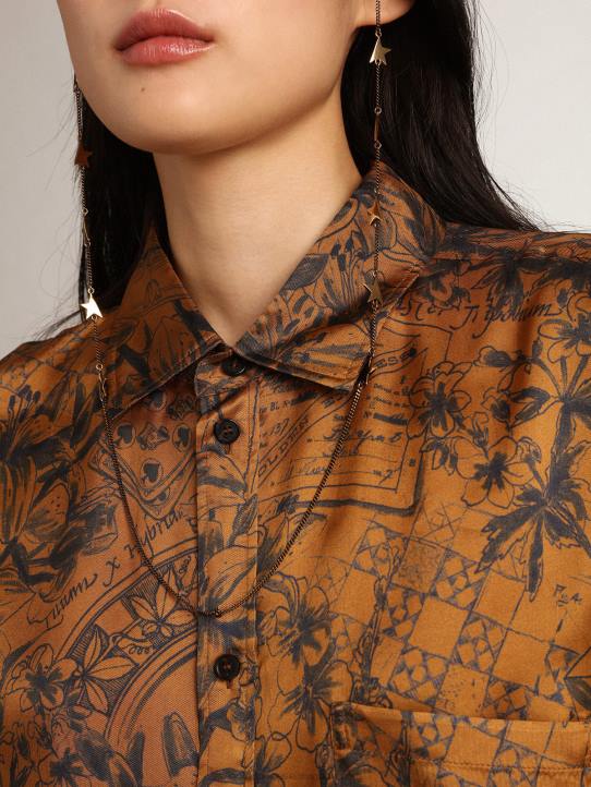 mujer Camisa boyfriend en marrón dorado con estampado de libretas de la colección JourneyGolden Goose 02H61002