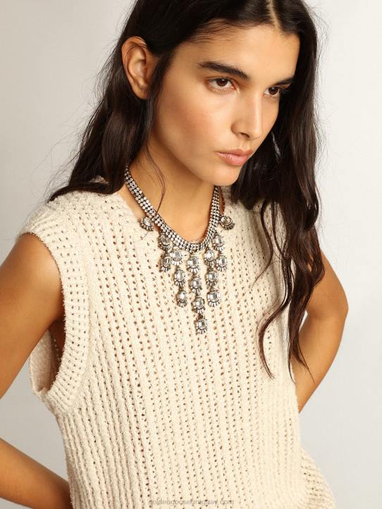mujer top sin mangas de punto color papiroGolden Goose 02H61043