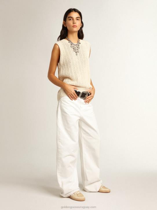 mujer top sin mangas de punto color papiroGolden Goose 02H61043