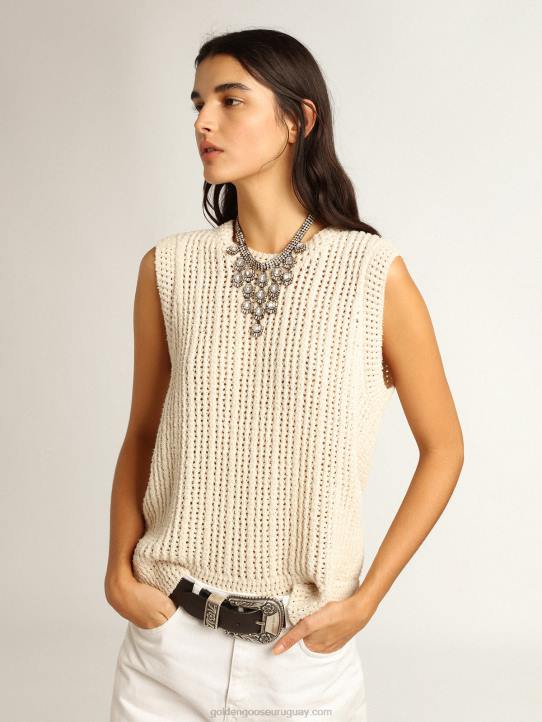 mujer top sin mangas de punto color papiroGolden Goose 02H61043