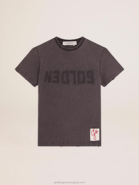 mujer Camiseta ajustada desgastada en gris antracitaGolden Goose 02H6918