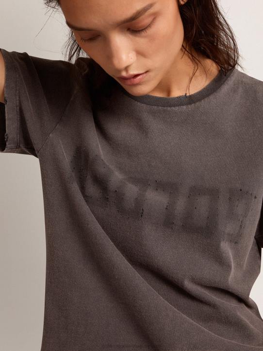 mujer Camiseta ajustada desgastada en gris antracitaGolden Goose 02H6918