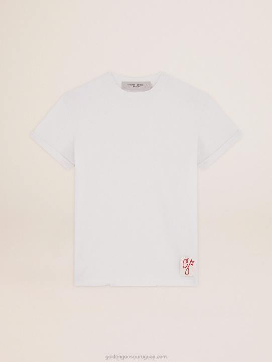 mujer Camiseta ajustada envejecida en blancoGolden Goose 02H61034
