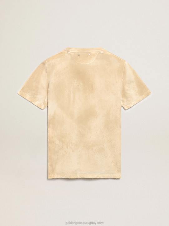 mujer Camiseta de la colección Journey en blanco hueso efecto papel con estampado floral en la parte delantera.Golden Goose 02H6995