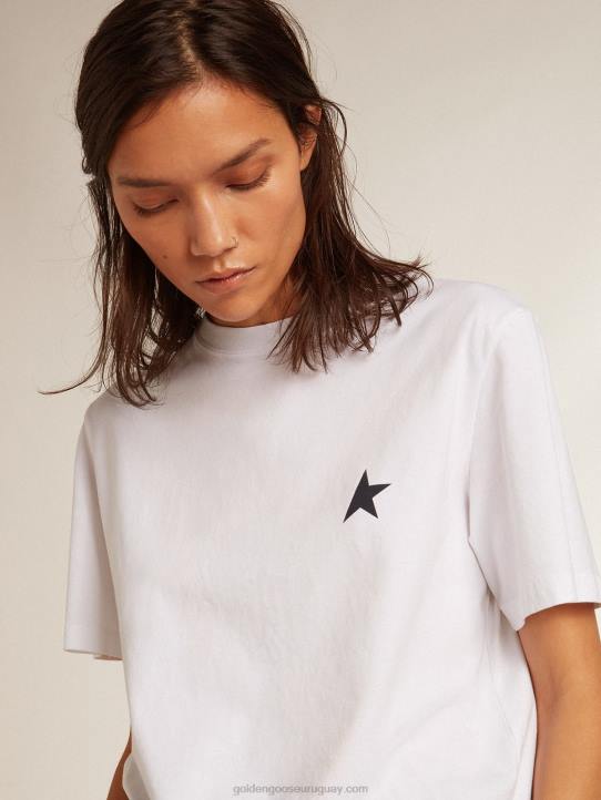 mujer camiseta blanca con estrella azul oscuro en el frenteGolden Goose 02H6925