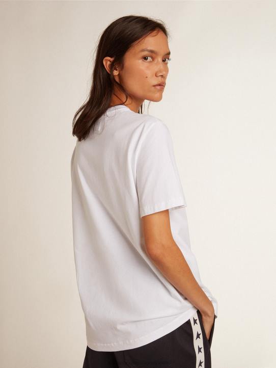 mujer camiseta blanca con estrella azul oscuro en el frenteGolden Goose 02H6925