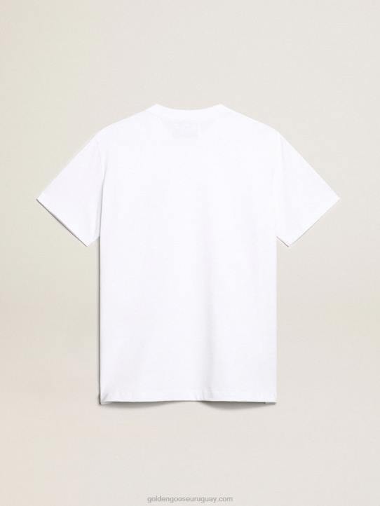mujer camiseta blanca con estrella azul oscuro en el frenteGolden Goose 02H6925