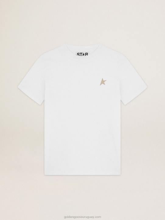 mujer camiseta blanca con estrella en brillo dorado en el frenteGolden Goose 02H61031