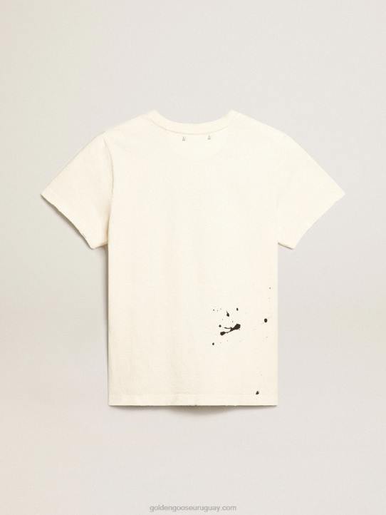 mujer camiseta blanca con letras y bordadosGolden Goose 02H61050
