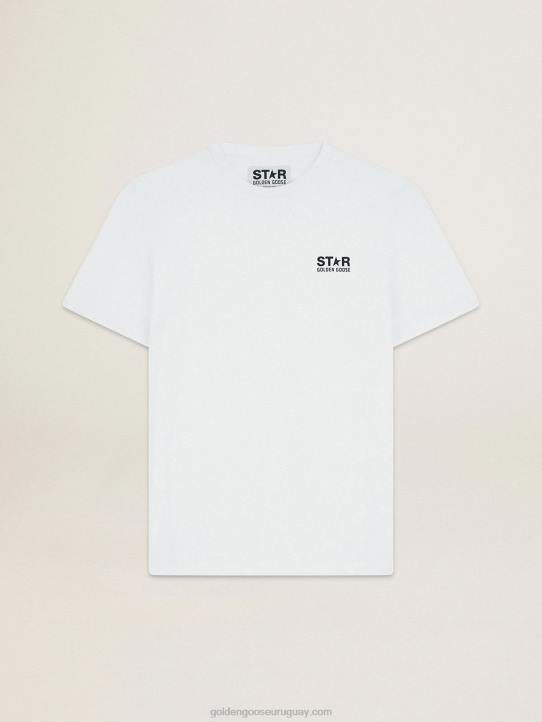 mujer camiseta blanca de la colección star con logo y estrella en contraste en negroGolden Goose 02H6953