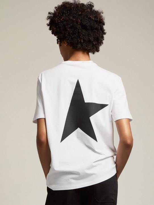 mujer camiseta blanca de la colección star con logo y estrella en contraste en negroGolden Goose 02H6953