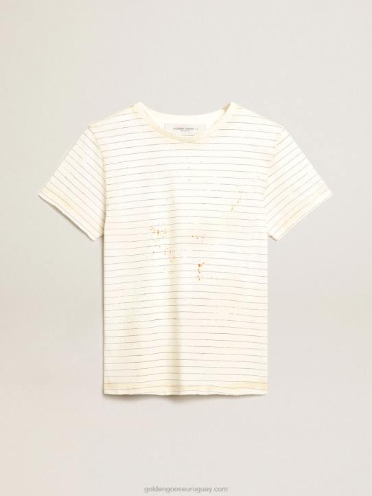 mujer camiseta blanca efecto libreta vintageGolden Goose 02H6916