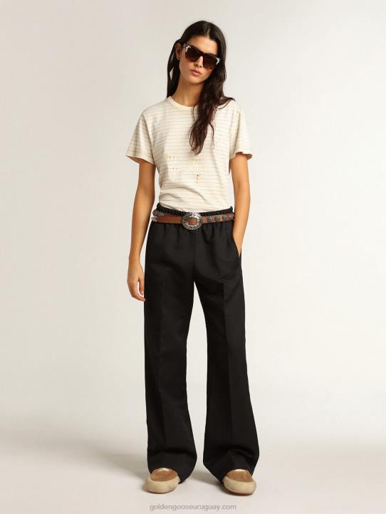 mujer camiseta blanca efecto libreta vintageGolden Goose 02H6916