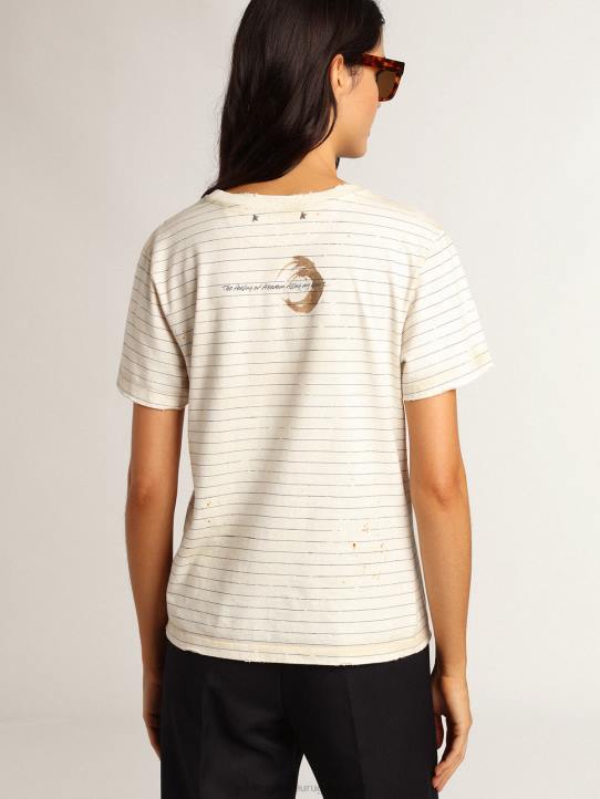 mujer camiseta blanca efecto libreta vintageGolden Goose 02H6916