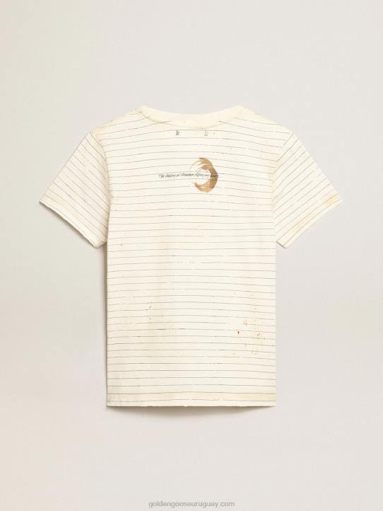 mujer camiseta blanca efecto libreta vintageGolden Goose 02H6916