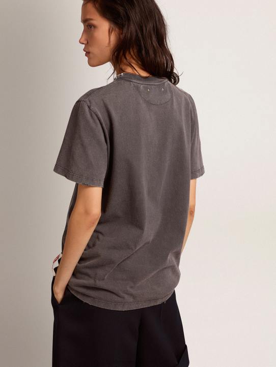 mujer camiseta de la colección en gris antracita con cristales cabujónGolden Goose 02H6947