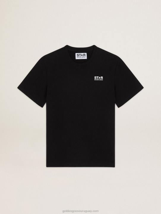 mujer camiseta negra de la colección star con logo y estrella en contraste en blancoGolden Goose 02H6952
