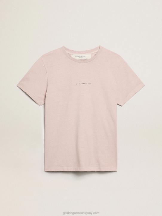 mujer camiseta rosa pálido con letras en la parte delanteraGolden Goose 02H6972